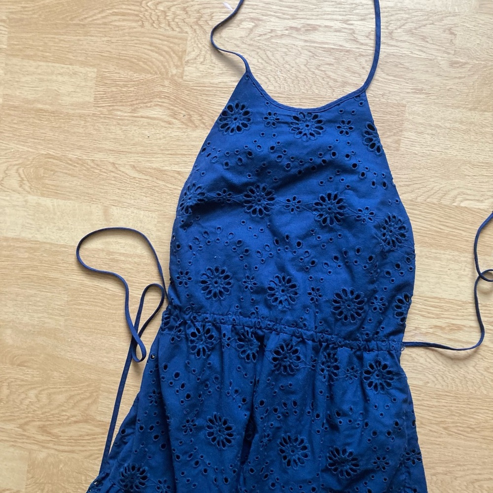 NWOT Time and Tru Navy Blue Eyelet Dress - Picture 4 of 6